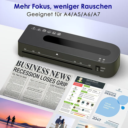 CRENOVA 4-in-1 Heiß- & Kaltlaminiergerät A4 mit 30 Folien, Papierschneider & Eckenrundschleifer – Schnelles Aufheizen, Kompatibel für A4/A5/A6 Dokumente, Laminiergerät für Büro, Zuhause, Schule (Laminiergerät mit Schneider & Rundschleifer)