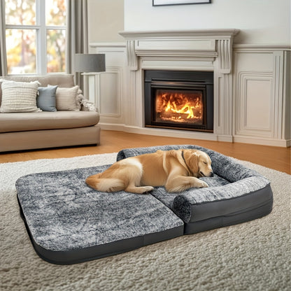 Plüsch-Hundebett in Menschengröße 180 cm, orthopädisches Design für alle Hundegrößen, faltbares Design für den Winter, hält warm – Ideal zum Schlafen  Kuscheln, Kuschelbett | Modernes Haustierbett | Luxuriöser Hundekomfort