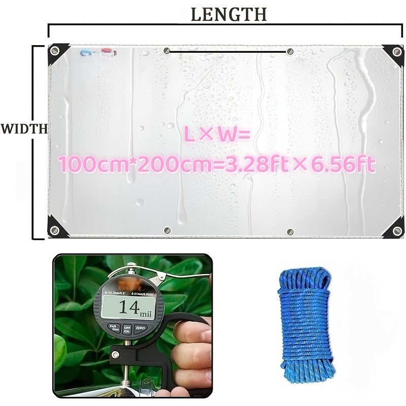 Europäisches, transparenter, wasserdichter PVC-Planen-Set in mehreren Größen, enthält 3 gängige Größen für unterschiedliche Anforderungen. Es besteht aus hochwertigem PVC-Material  ist mit einem standardisierten goldenen Metallösen-System ausgestattet, um