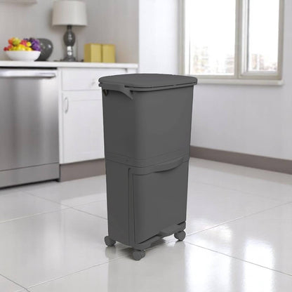 Recyclingbehälter mit Pedal, Rädern und doppeltem Griff 38/42L