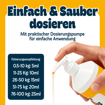 Neatly® Lachs Öl -1L- für Hunde Katzen - Kaltgepresstes Wildlachs Öl Omega-3-6-9 Vitamin E - für Fell, Haut und Gelenke