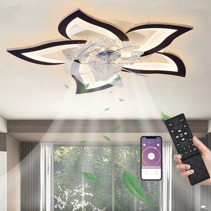 Geometrischer Deckenventilator mit Licht  Fernbedienung, 6 Geschwindigkeiten, 3 Farben, weiße flache Deckenleuchte für Küche, Schlafzimmer, Wohnzimmer