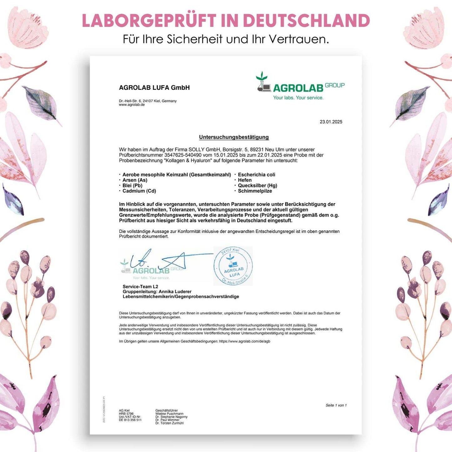 NATURALKRAFT® Premium Kollagen & Hyaluron - mit Biotin, Zink, Selen, Vitamin C & Silizium - Hoch bioverfügbar, Laborgeprüft, Deutsche Markenqualität - 180 Kapseln