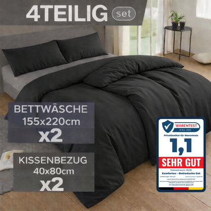 4-teiliges Bettwäsche-Sets 4 verschiedene Größen – 2x Bettbezug & 2x Kissenbezug 80x80 cm & 40x80 cm, Weiche Mikrofaser, Atmungsaktiv & Pflegeleicht, Ganzjahresgeeignet