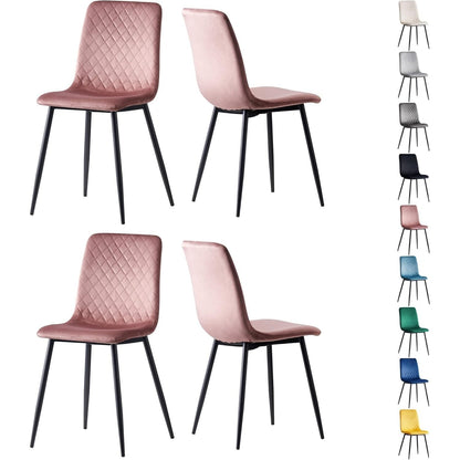 mcc direct Esszimmerstühle im 4er Set aus Samtstoff, Metallbeine, Lexi-Stühle, Desigenerstühle