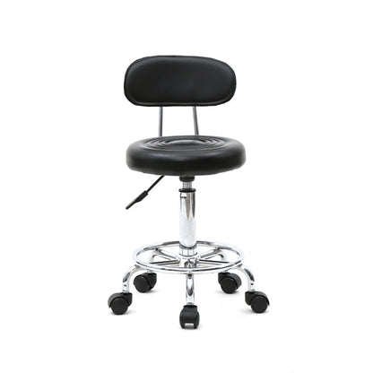 Runder rollender Salonhocker mit Rückenlehne, höhenverstellbarer Drehhocker mit Rädern  weichem Sitz für Spa, Zeichenstudio, Salon, Tätowierung