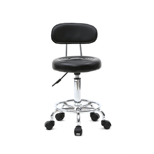 Runder rollender Salonhocker mit Rückenlehne, höhenverstellbarer Drehhocker mit Rädern  weichem Sitz für Spa, Zeichenstudio, Salon, Tätowierung