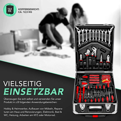 TRESKO® 1400 teilig Werkzeugkoffer Set Komplett | Werkzeugkasten Gefüllt | Werkzeugkiste XXL | Werkzeugtasche mit Werkzeug | Werkzeug Trolley | Chrom-Vanadium Stahl