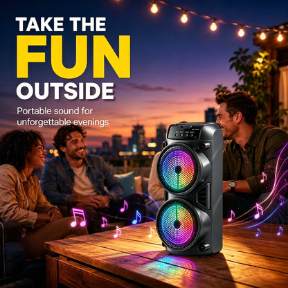 8000W Lautsprecher, tragbare Karaoke-Box mit RGB-Lichtern, unterstützt TWS-Stereo-Pairing und Mikrofon, kompatibel mit TF-Karte/USB-MIC-FM, ideal für Partys, Outdoor, Camping, Ostern und Chinesisches Neujahr