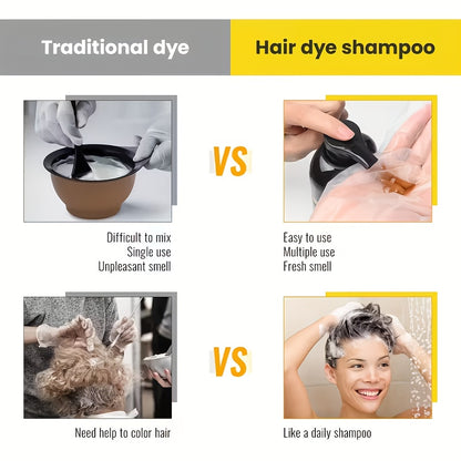 100ml Schwarzes Haarfärbendes Shampoo mit Pflanzenextrakten für tiefe Feuchtigkeitsversorgung, kontrolliert Frizz  deckt graue Haare ab – Sanfte Formel, langanhaltende Farbe, bietet verschiedene Optionen für farbverstärkendes Shampoo, pflegt die Kopfhaut