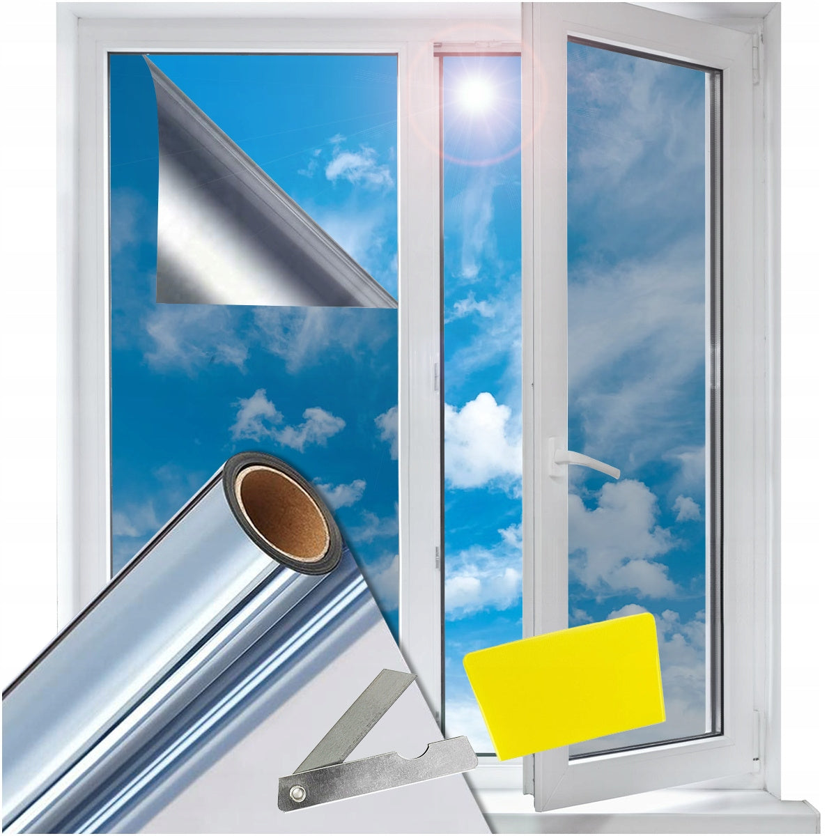 Fenster-Sonnenschutz-Wärmeisolierfolie, venezianischer Spiegeleffekt für Alltag – Detailansicht 12