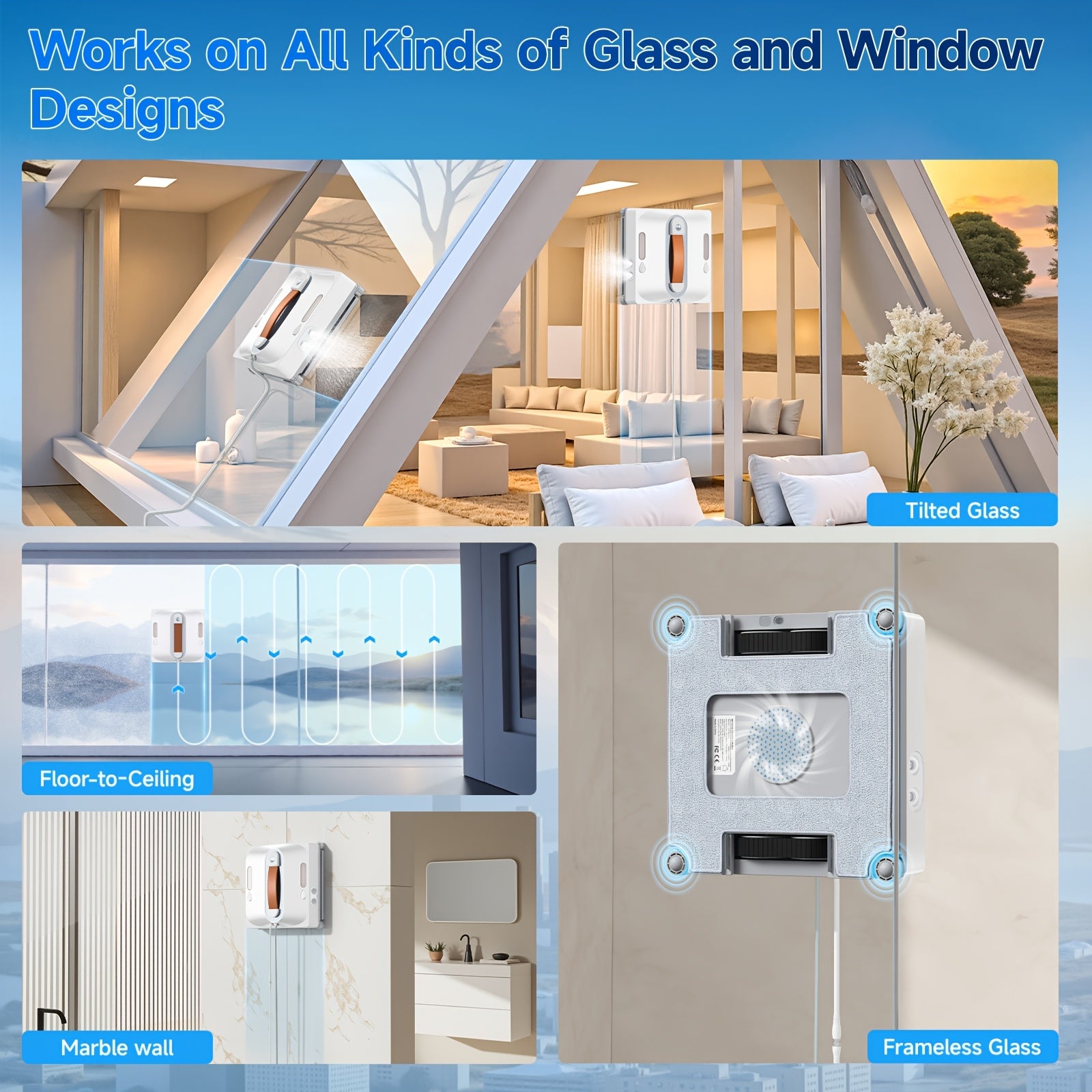 Fensterreinigungsroboter, Quadrat 201 für Alltag und Zuhause – Detailansicht 11