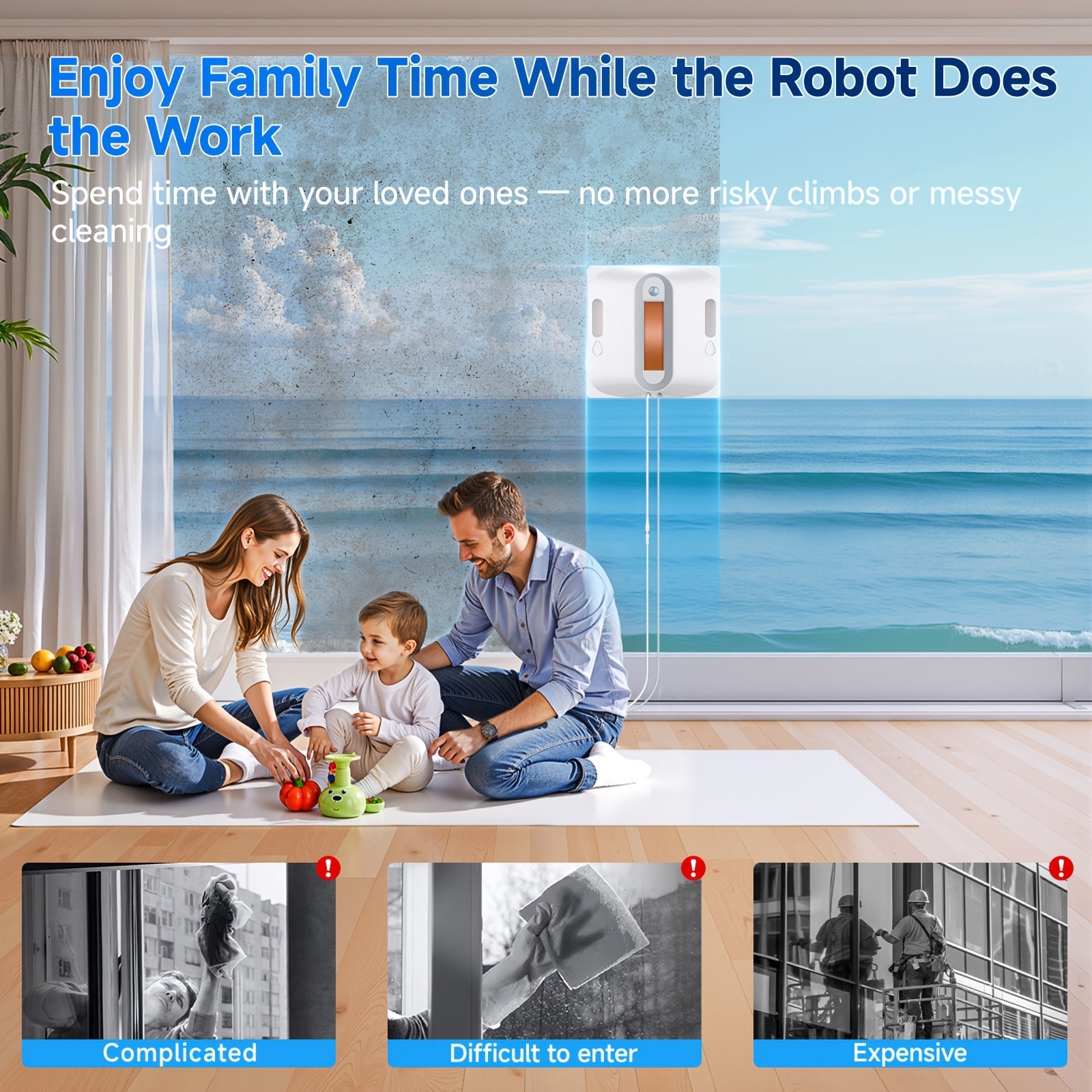 Fensterreinigungsroboter, waschbar für Alltag und Zuhause – Detailansicht 5
