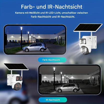 Solarbetriebene Außen-Sicherheitskamera mit SIM-Karte & 4G LTE - HD 8MP Dual-Lens, 10x Zoom, Bewegungsverfolgung/Menschenerkennung, Zwei-Wege-Sprechen, Vollfarb-Nachtsicht, für Heimüberwachung (Nein)