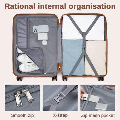 Kono Koffer, 20 Zoll, 24 Zoll, 28 Zoll, ABS+PC, Camping-Gestreiftes Design mit Farbblock-Details, Hartschale mit Spinner-Rollen, Black Friday, Thanksgiving, Weihnachtsgeschenk
