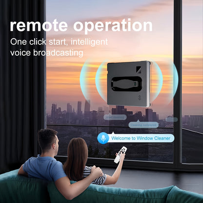 PuRuiKai21B 2026 aufgerüsteter quadratischer Fensterreinigungsroboter (Plug In): vollautomatisch mit Fernbedienung, automatischer Wassersprühfunktion und 4,5‑m Sicherheitsseil, 4er‑Set Reinigungstücher (aus lokalem Lager versandt)