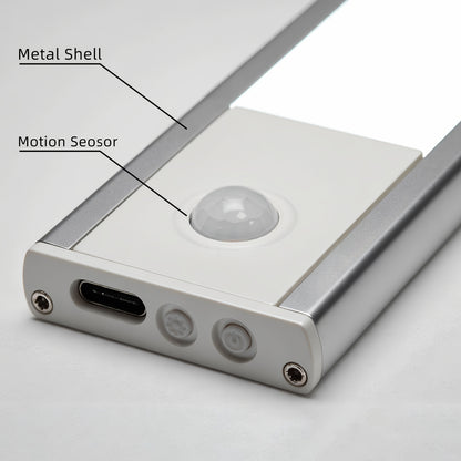 Setonr LED-Unterschrankleuchten mit Gehäuse aus Aluminiumlegierung, wiederaufladbare batteriebetriebene Bewegungsmelderleuchte für den Innenbereich, magnetische dimmbare Schrankleuchten, drahtlose Unterbaubeleuchtung für Küche, Treppen, Schlafzimmer, Wohn