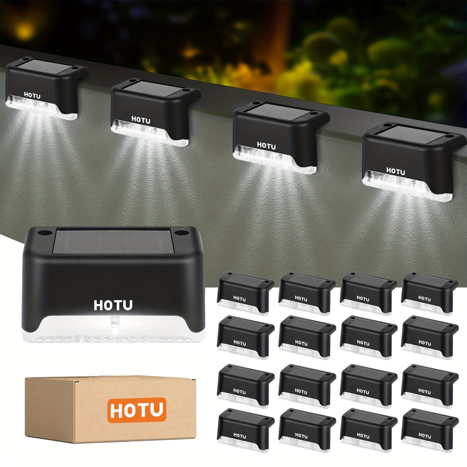 FITPOLO 16er-Pack Solar Stufenleuchten, LED-Beleuchtung für Garten und Terrasse – Detailansicht 3