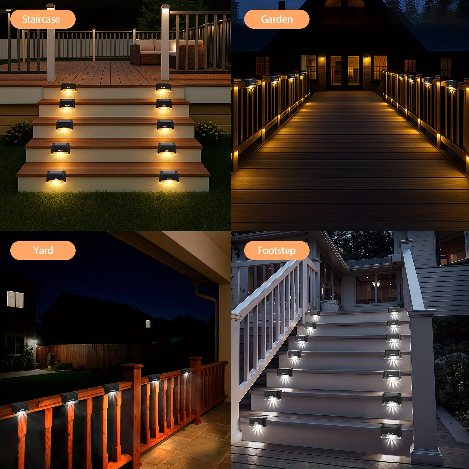 FITPOLO 16er-Pack Solar Stufenleuchten, LED-Beleuchtung für Garten und Terrasse – Detailansicht 14