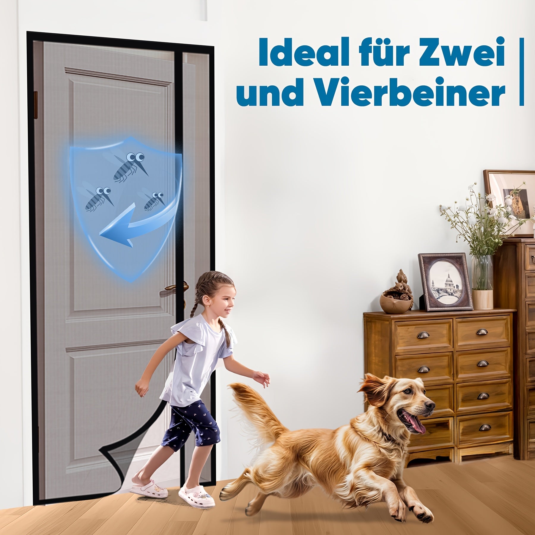 Fliegengitter-Türvorhang gegen Kratzer von Katzen für Garten und Terrasse – Detailansicht 9