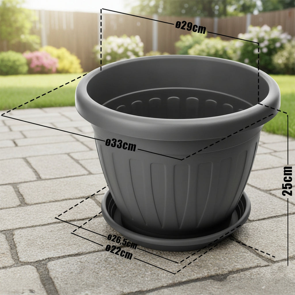 FLINKO 6x Blumentopf, 33 cm für Garten und Terrasse – Detailansicht 3