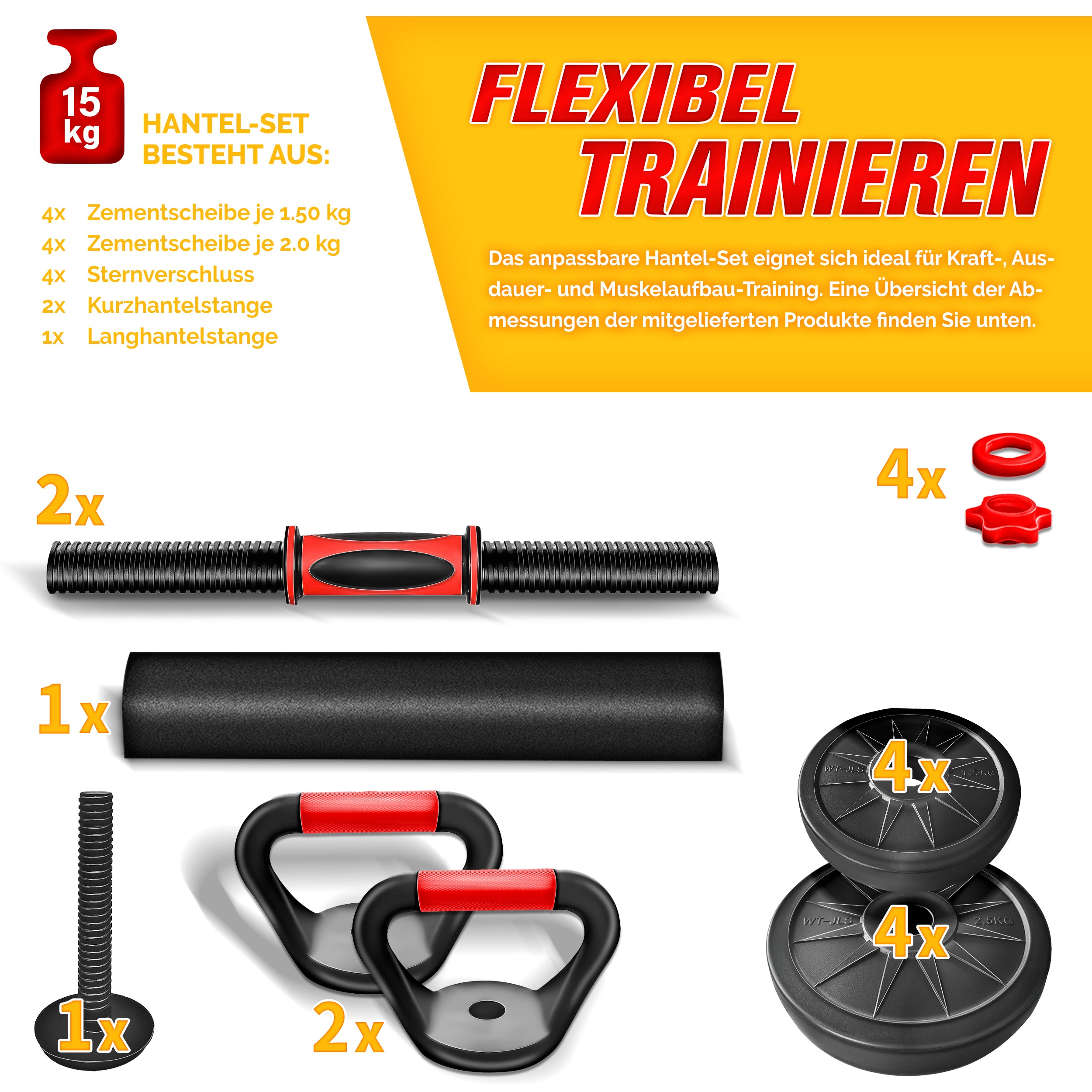 Freihantel-Sets, verstellbar für Alltag und Zuhause – Detailansicht 15