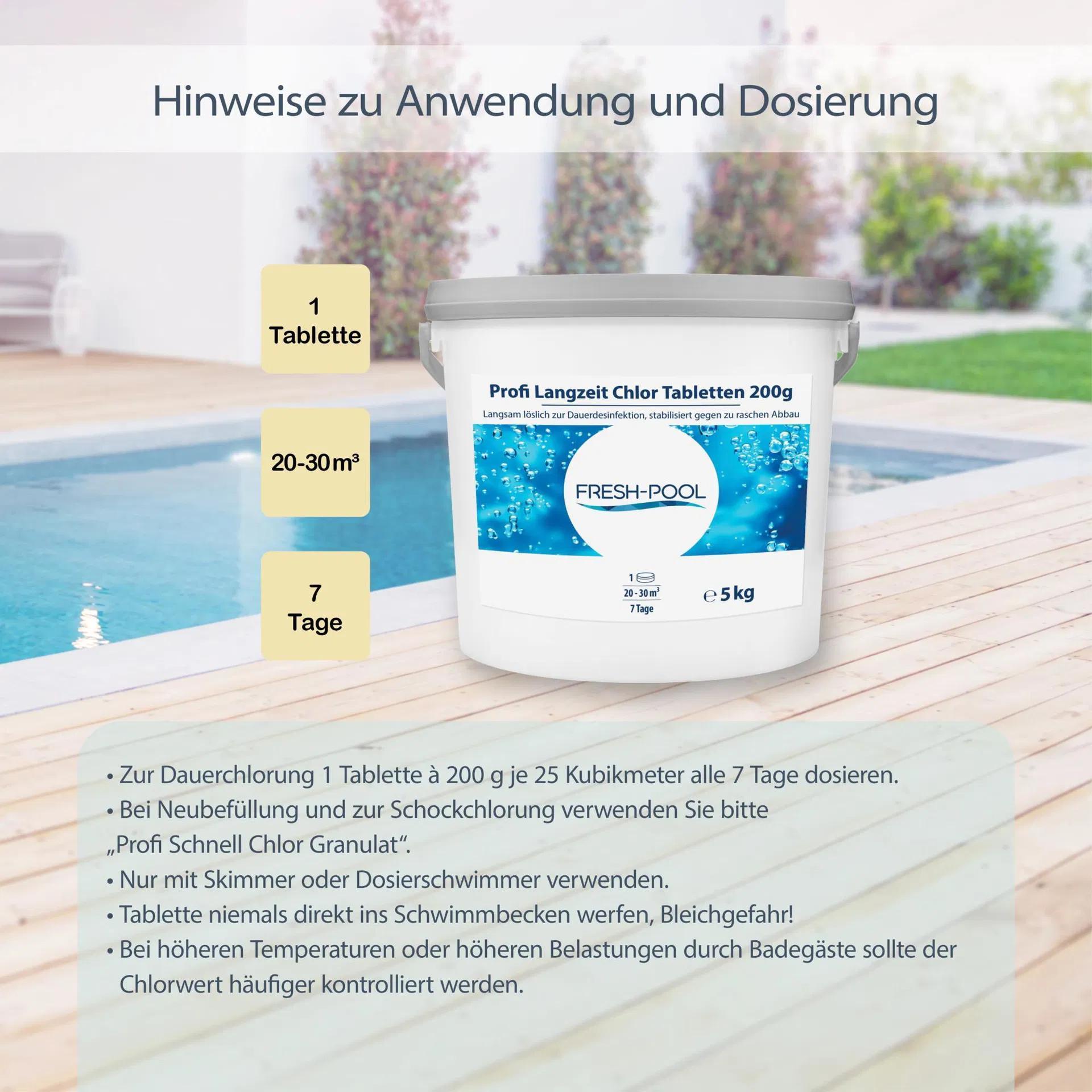 Fresh-Pool Profi Langzeit Chlor Tabletten, 200g für Pool und Alltag – Detailansicht 4