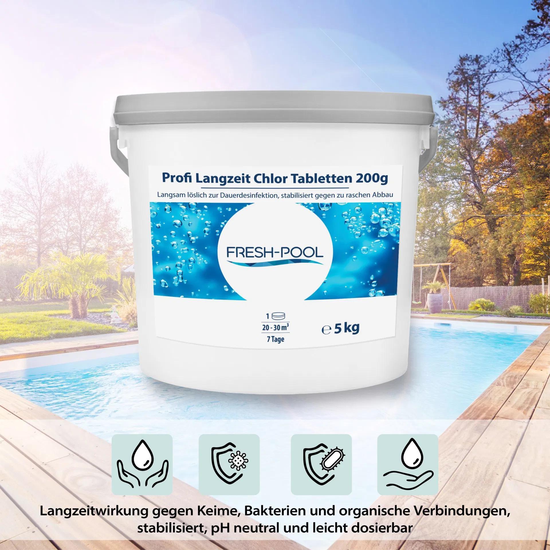 Fresh-Pool Profi Langzeit Chlor Tabletten, 200g für Pool und Alltag – Detailansicht 12