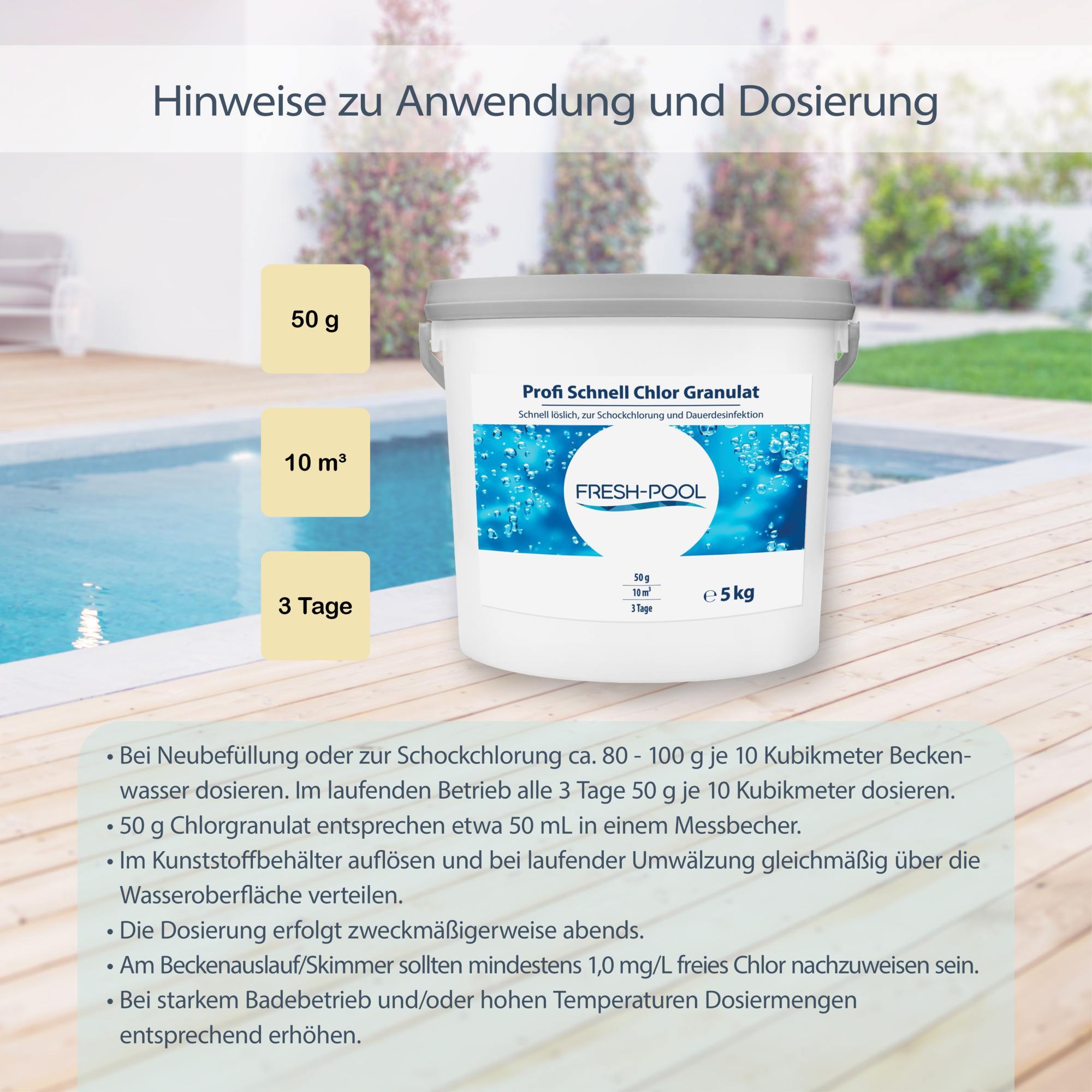 Fresh-Pool Profi Schnell Chlor Granulat, 5 kg für Pool und Alltag – Detailansicht 5