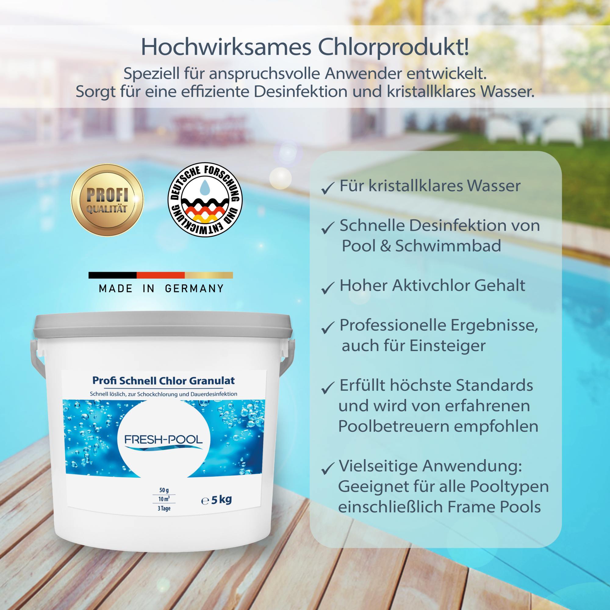 Fresh-Pool Profi Schnell Chlor Granulat, 5 kg für Pool und Alltag – Detailansicht 14
