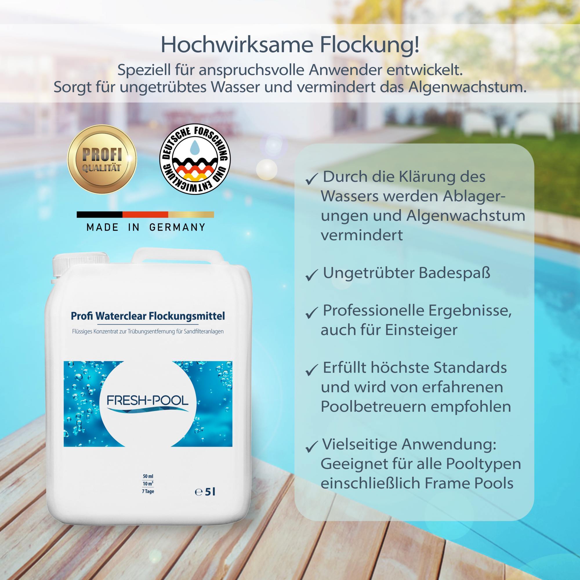 Fresh-Pool Profi Waterclear Flockungsmittel, 5l für Pool und den Pool – Detailansicht 5