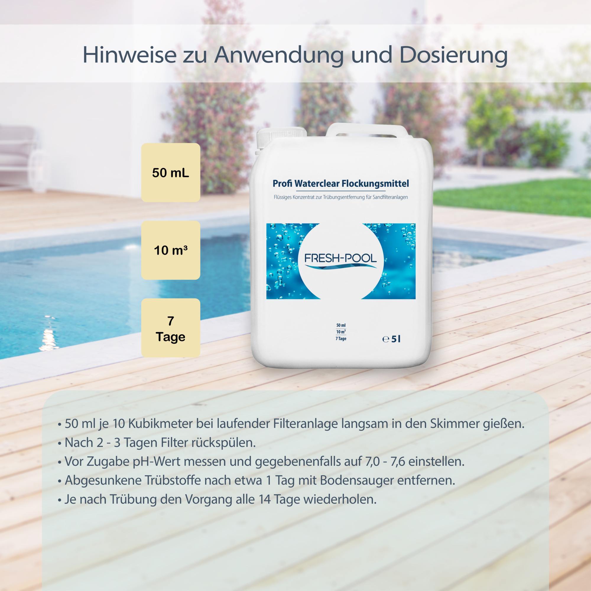 Fresh-Pool Profi Waterclear Flockungsmittel, 5l für Pool und den Pool – Detailansicht 12