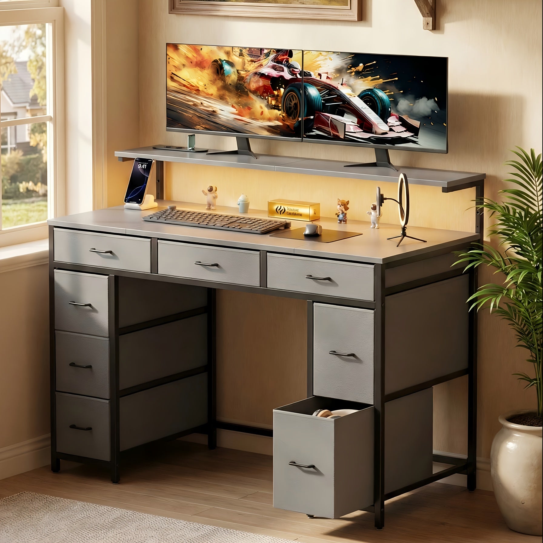 Gaming-Schreibtisch, 119,38 cm für Homeoffice und Arbeitszimmer – Detailansicht 4