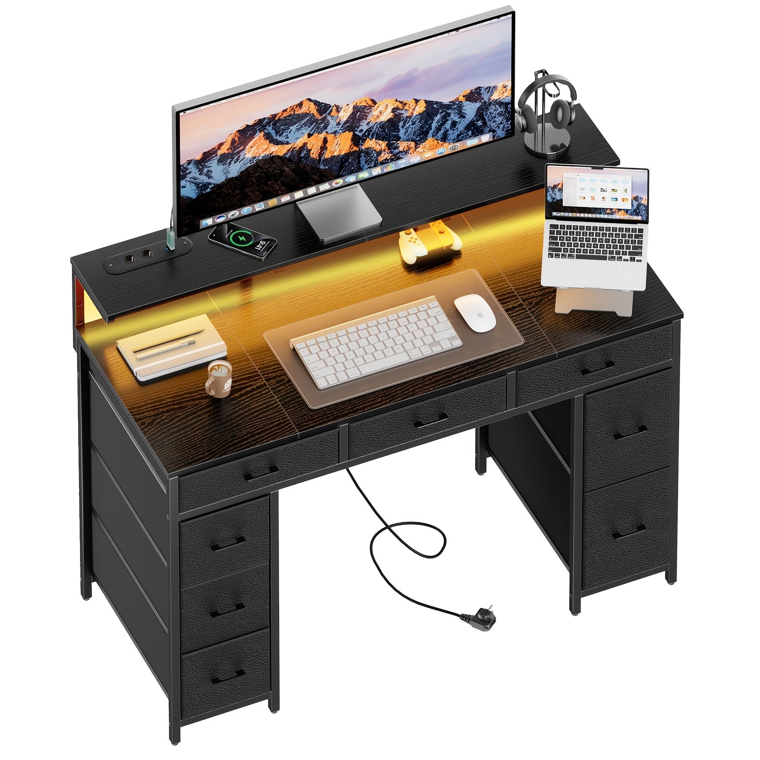 Gaming-Schreibtisch, 119,38 cm für Homeoffice und Arbeitszimmer – Detailansicht 14