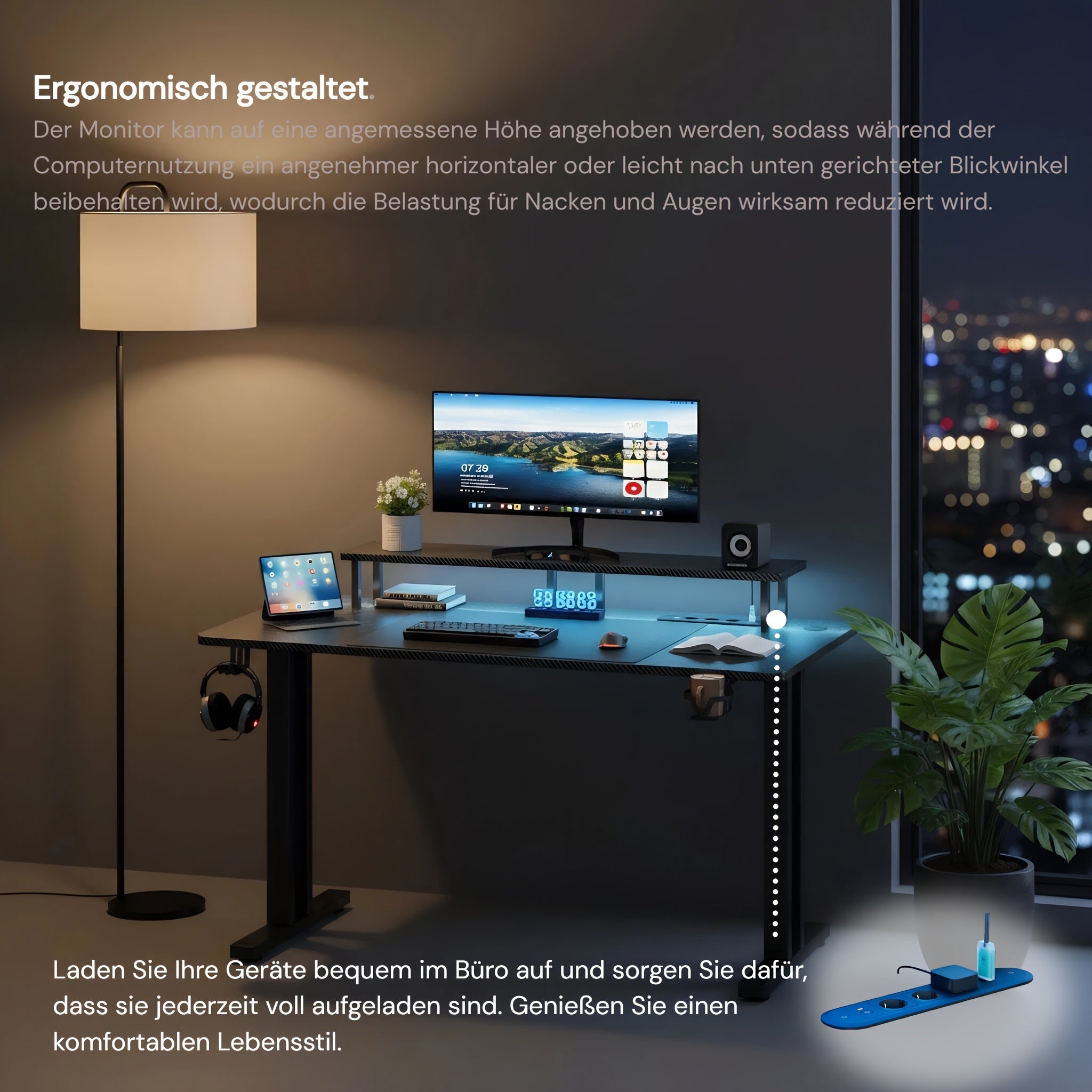 Gaming-Schreibtisch, 120cm für Arbeitszimmer – Detailansicht 3