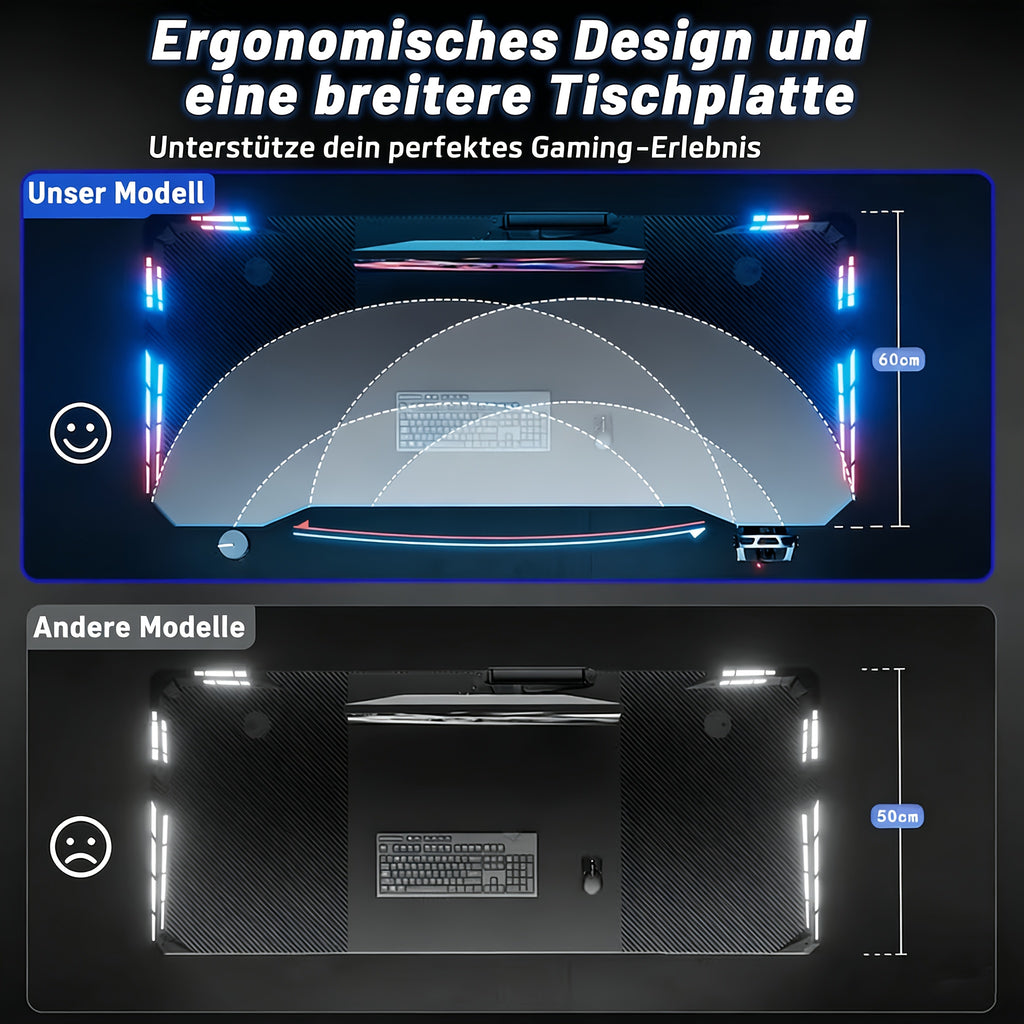 Gaming-Schreibtisch, 60*140 cm / 23,62*55 Zoll für Homeoffice und Studium – Detailansicht 2