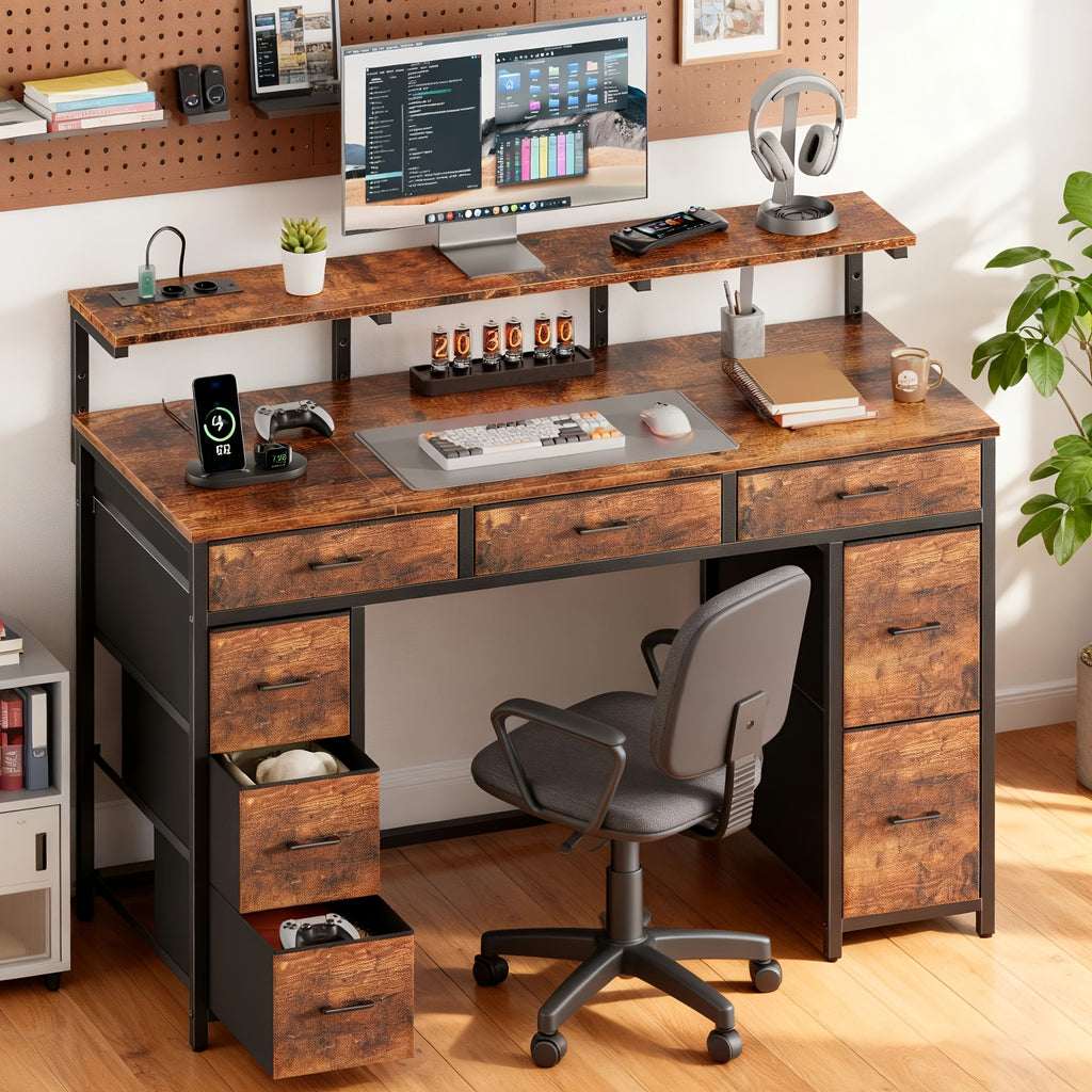 Gaming-Schreibtisch, europäische Steckdosenleiste (2 AC/2 USB) für Arbeitszimmer und Homeoffice – Detailansicht 2