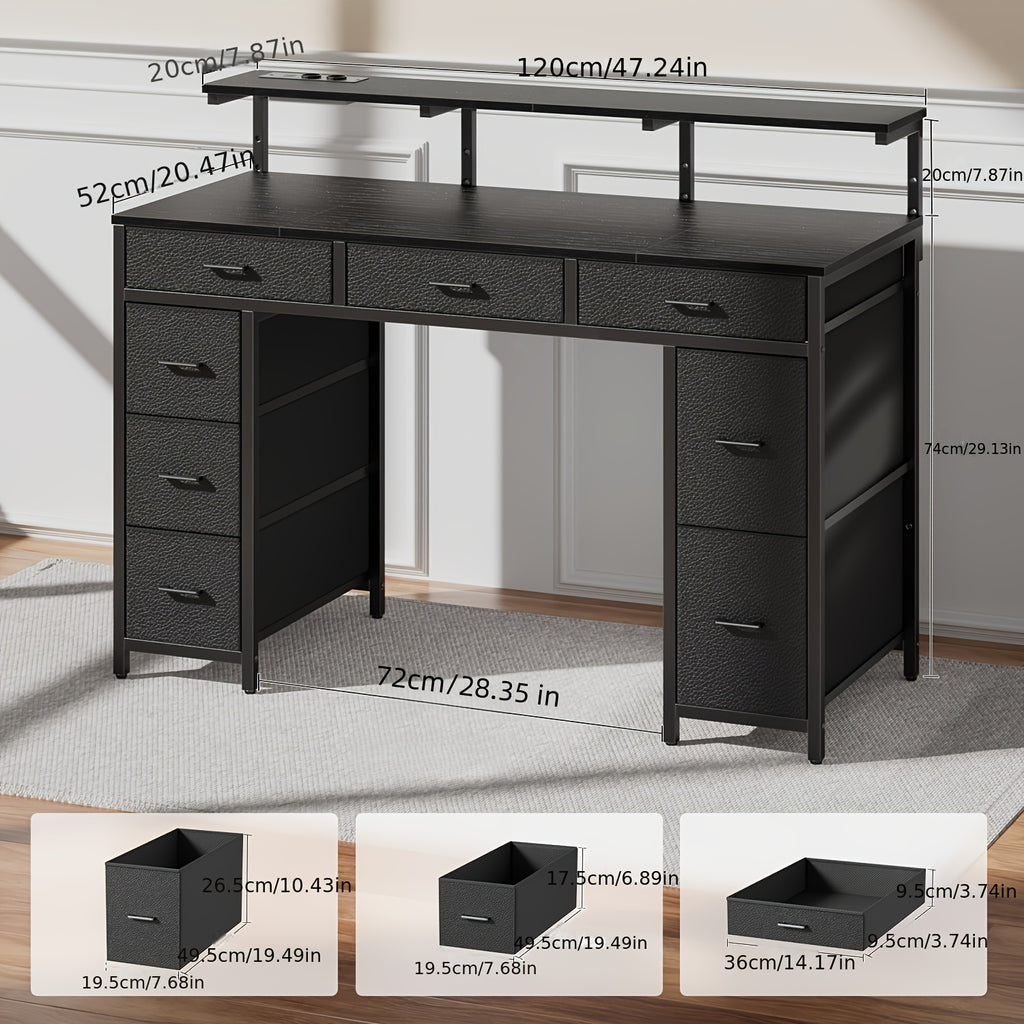 Gaming-Schreibtisch, europäische Steckdosenleiste (2 AC/2 USB) für Arbeitszimmer und Homeoffice – Detailansicht 3