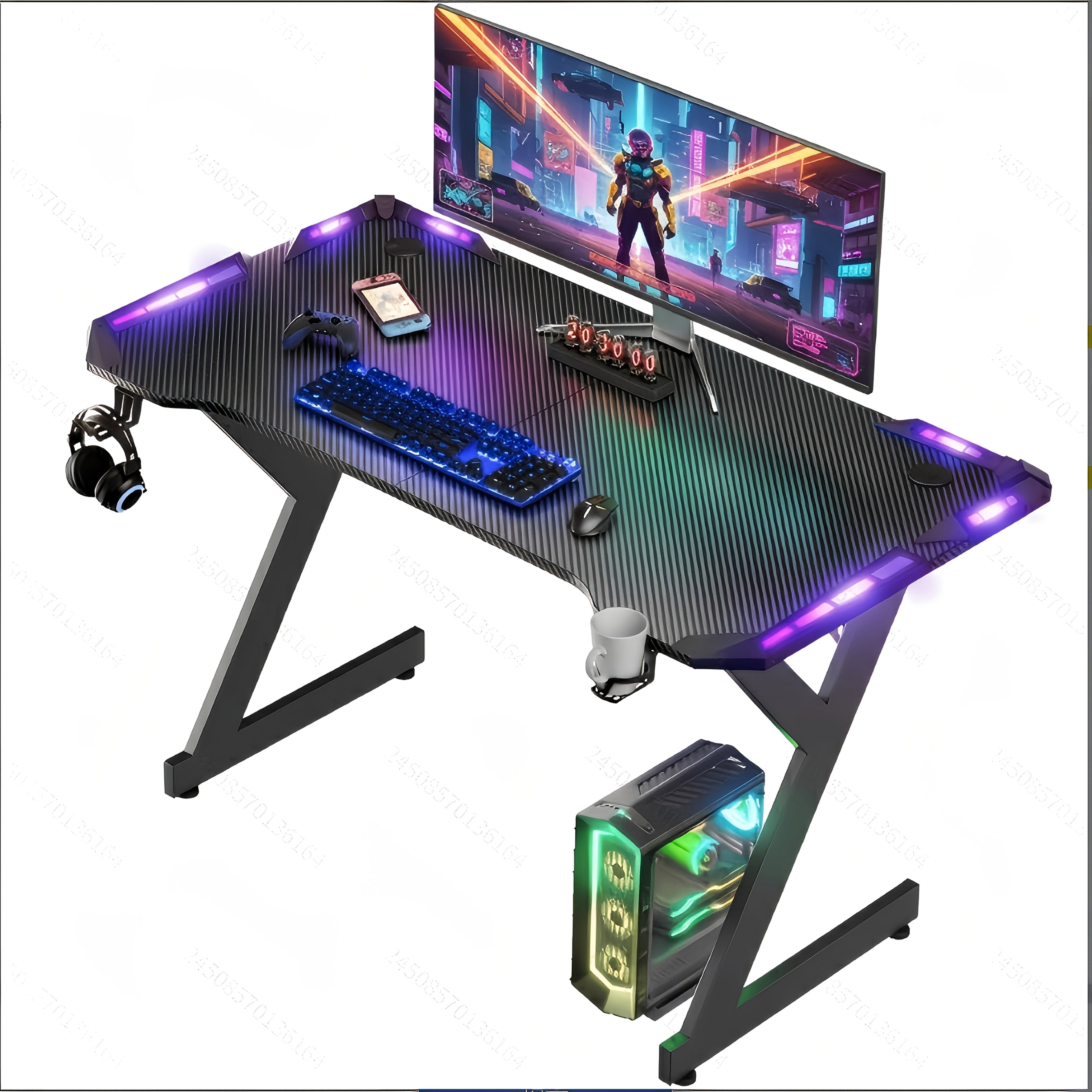 Gaming-Schreibtisch, LED-Beleuchtung für Homeoffice – Detailansicht 4