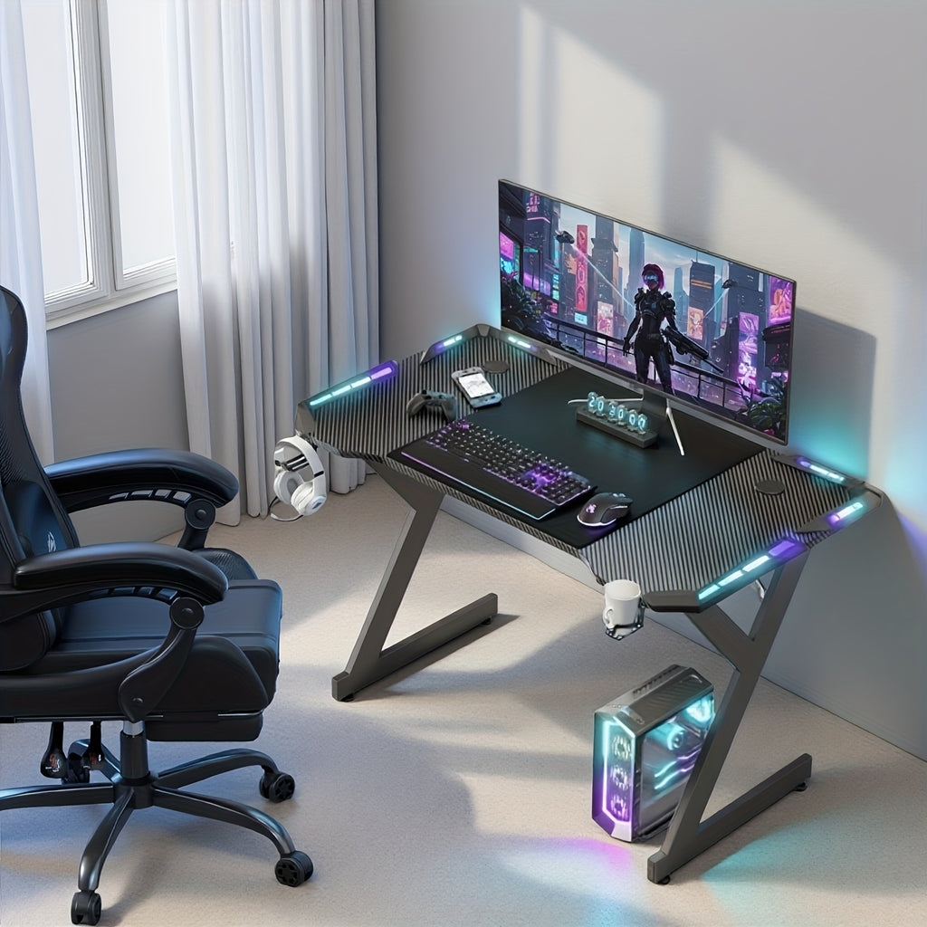 Gaming-Schreibtisch, LED-Beleuchtung für Homeoffice – Detailansicht 11