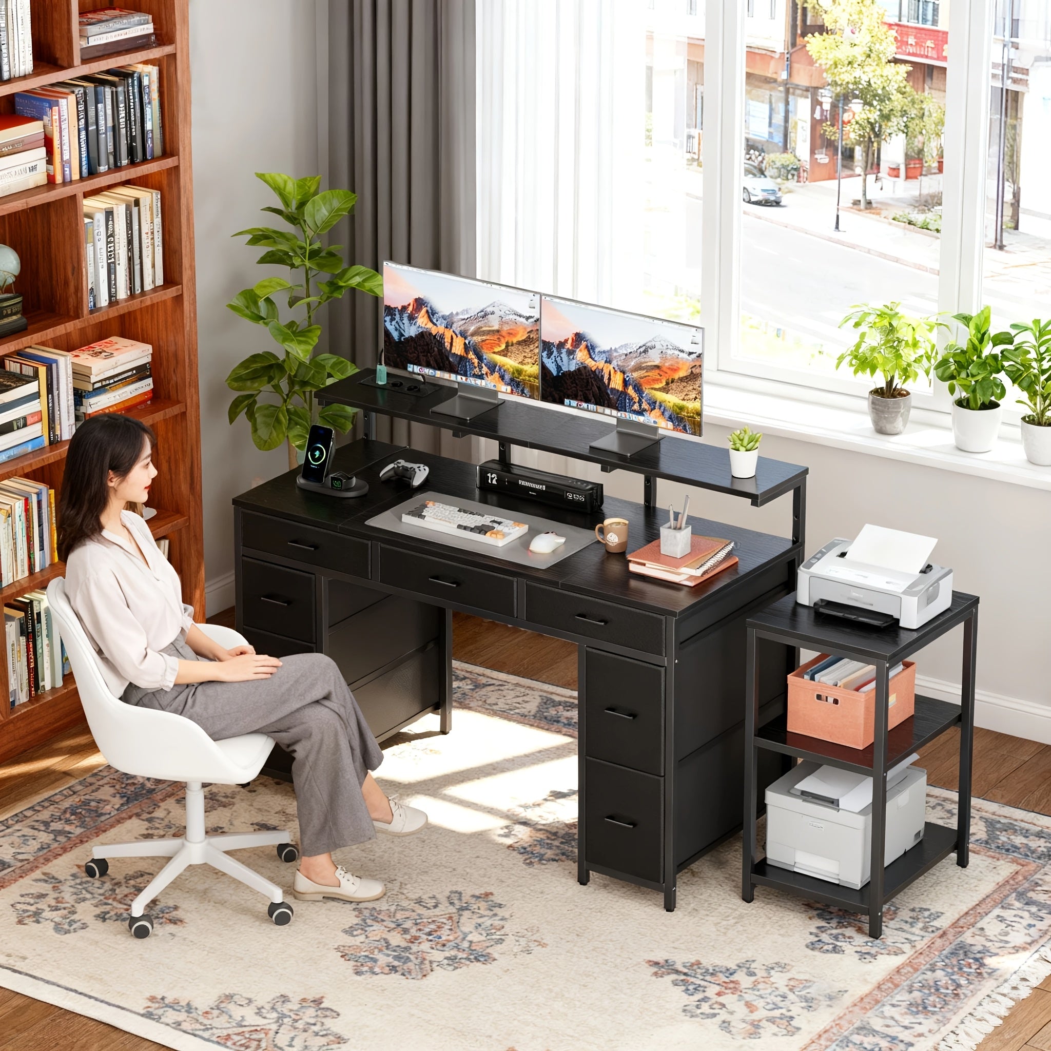 Gaming-Schreibtisch, Monitorständer mit LED-Beleuchtung für Arbeitszimmer und Studium – Detailansicht 4