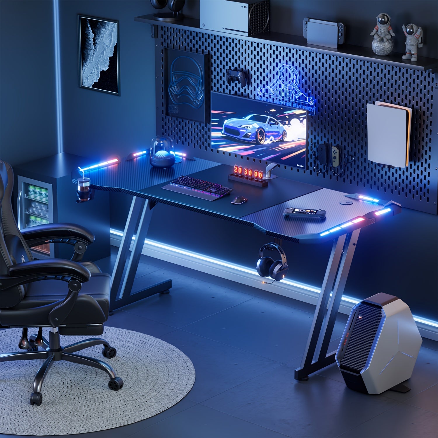 Gaming-Schreibtisch, Schwarz für Homeoffice und Arbeitszimmer – Hauptansicht