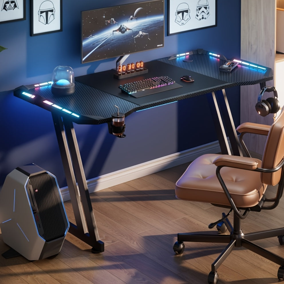 Gaming-Schreibtisch, Schwarz für Homeoffice und Arbeitszimmer – Detailansicht 2