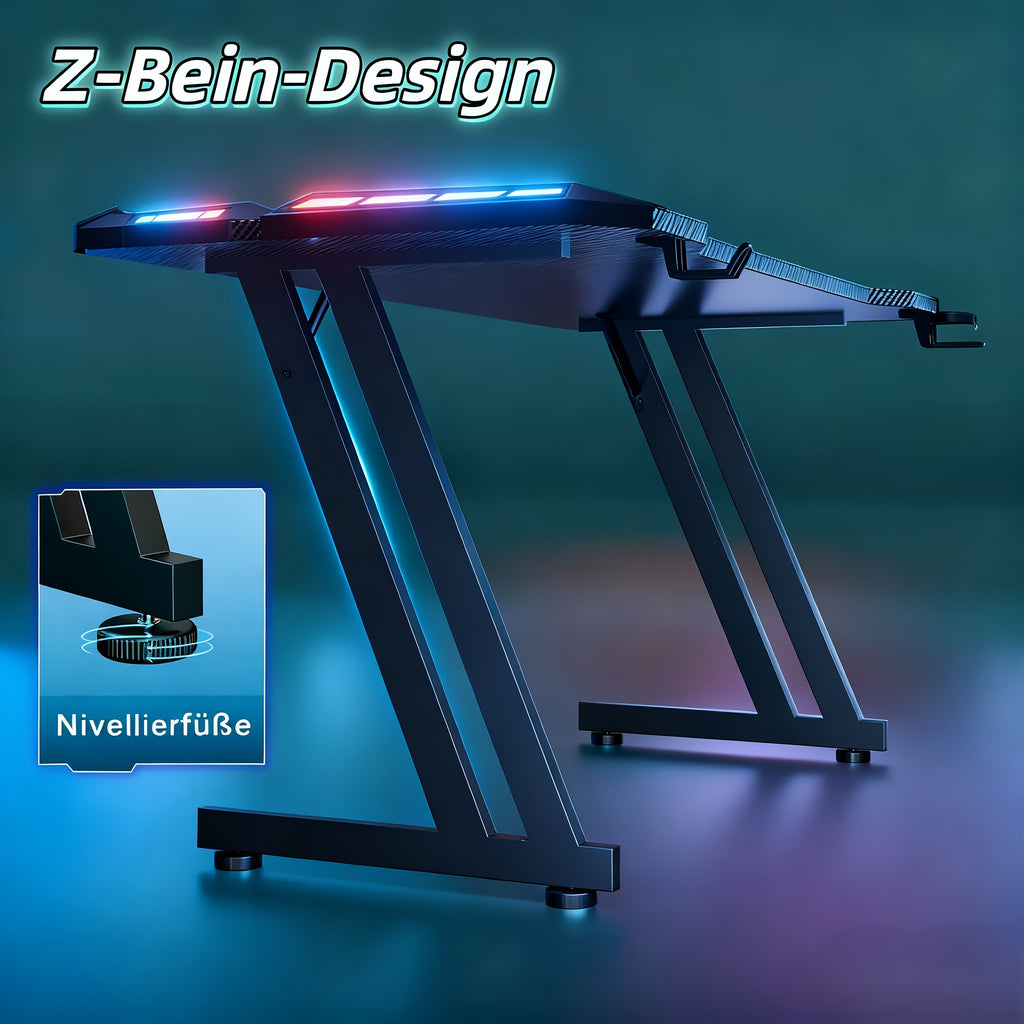 Gaming-Schreibtisch, Schwarz für Homeoffice und Arbeitszimmer – Detailansicht 7