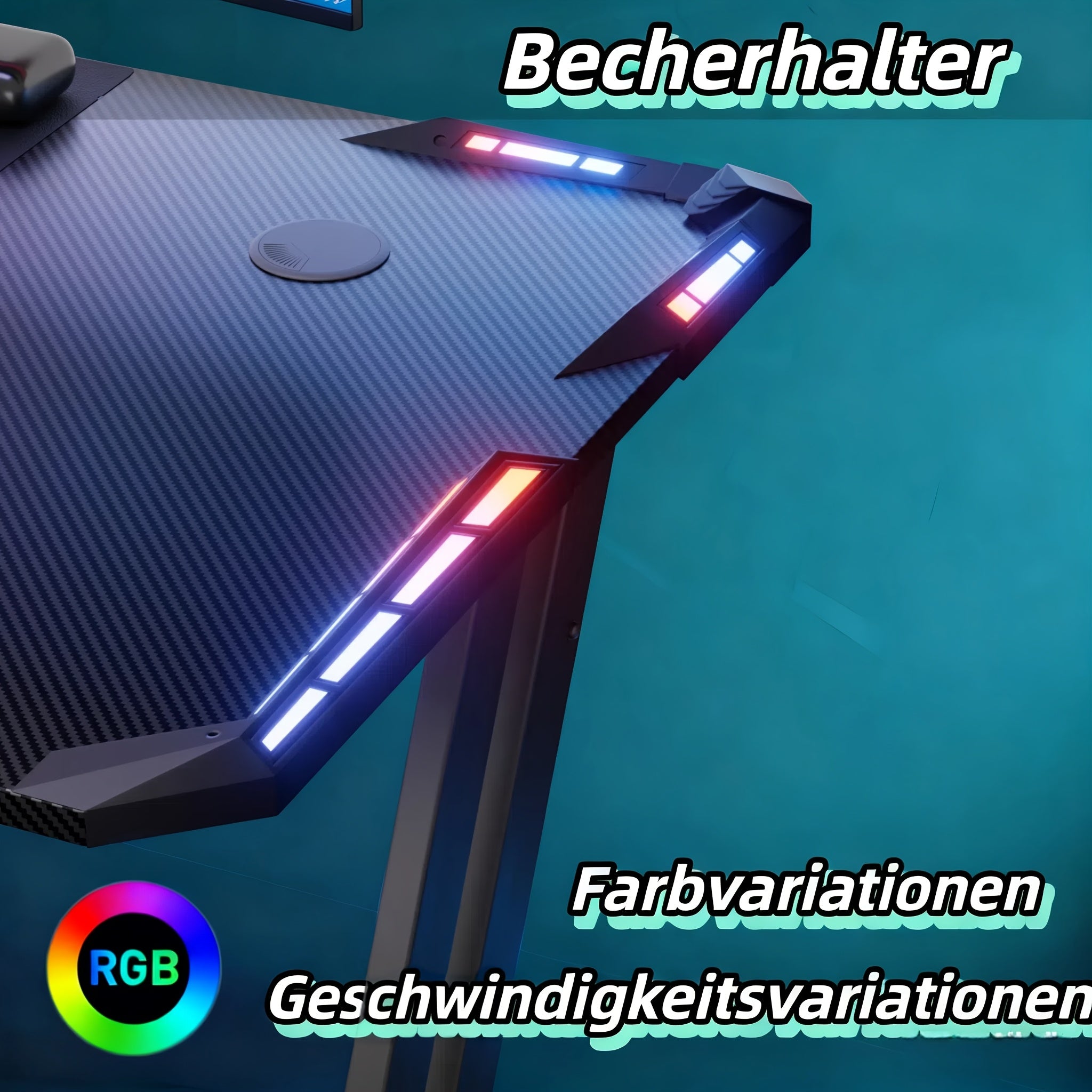 Gaming-Schreibtisch, Schwarz für Homeoffice und Arbeitszimmer – Detailansicht 10