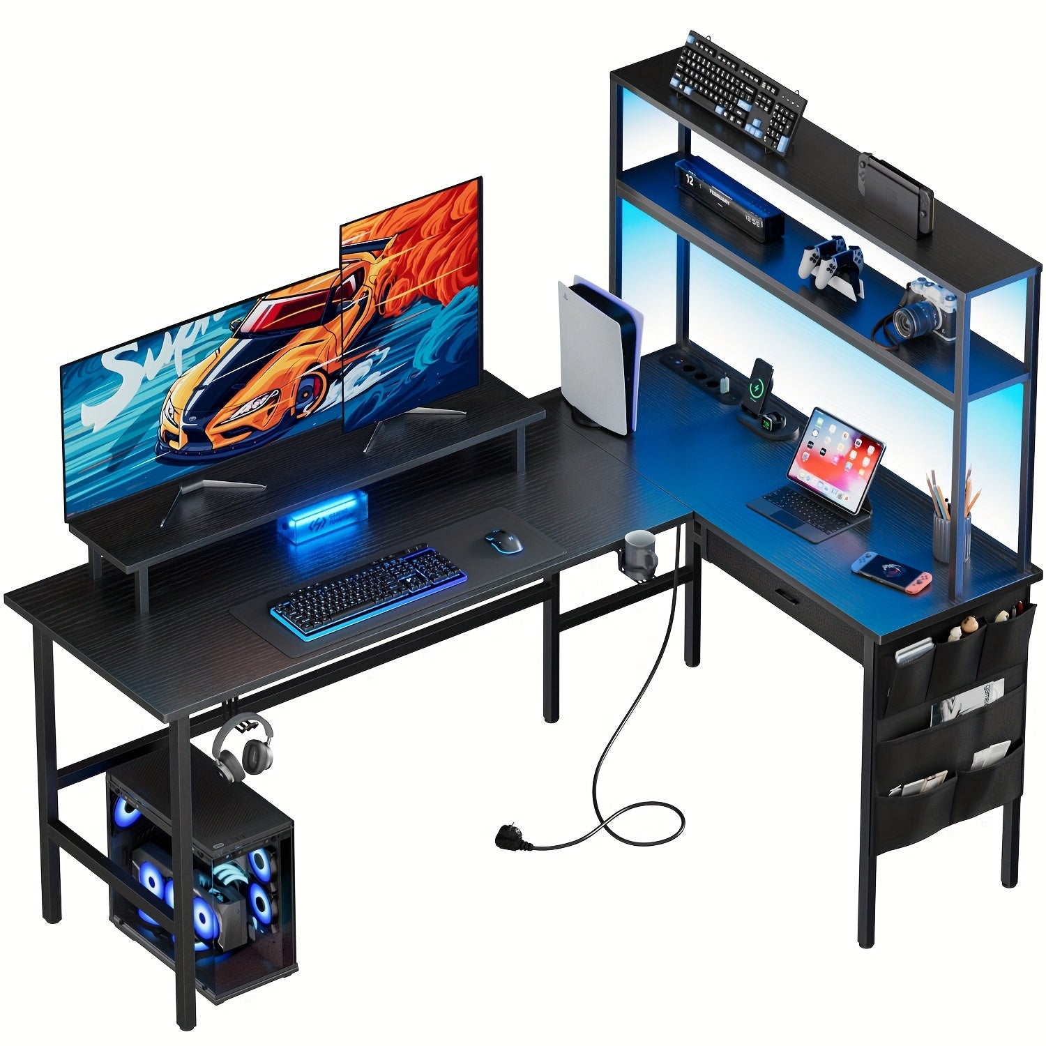 Gaming-Schreibtisch, Weiß für Arbeitszimmer – Detailansicht 4