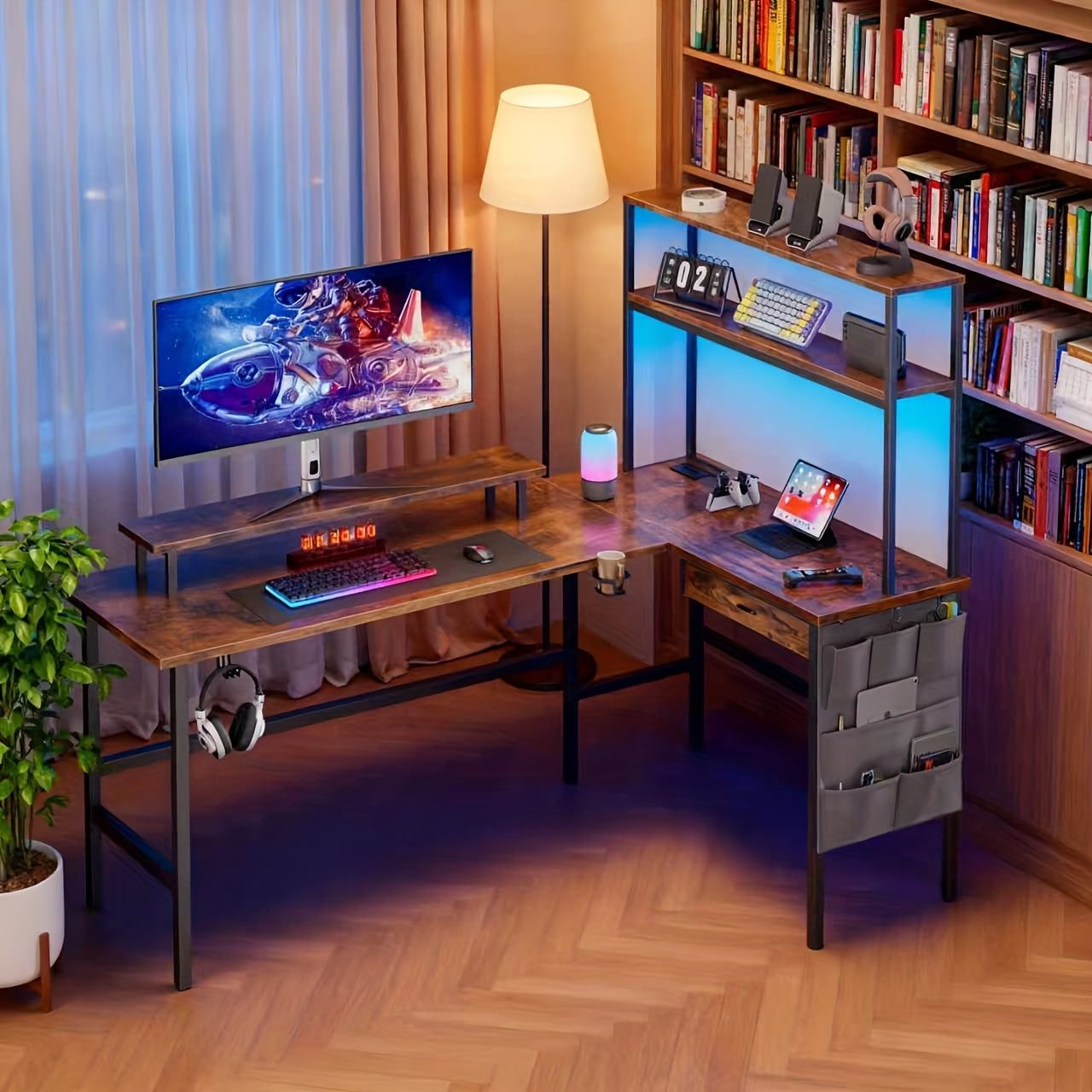 Gaming-Schreibtisch, Weiß für Arbeitszimmer – Detailansicht 13