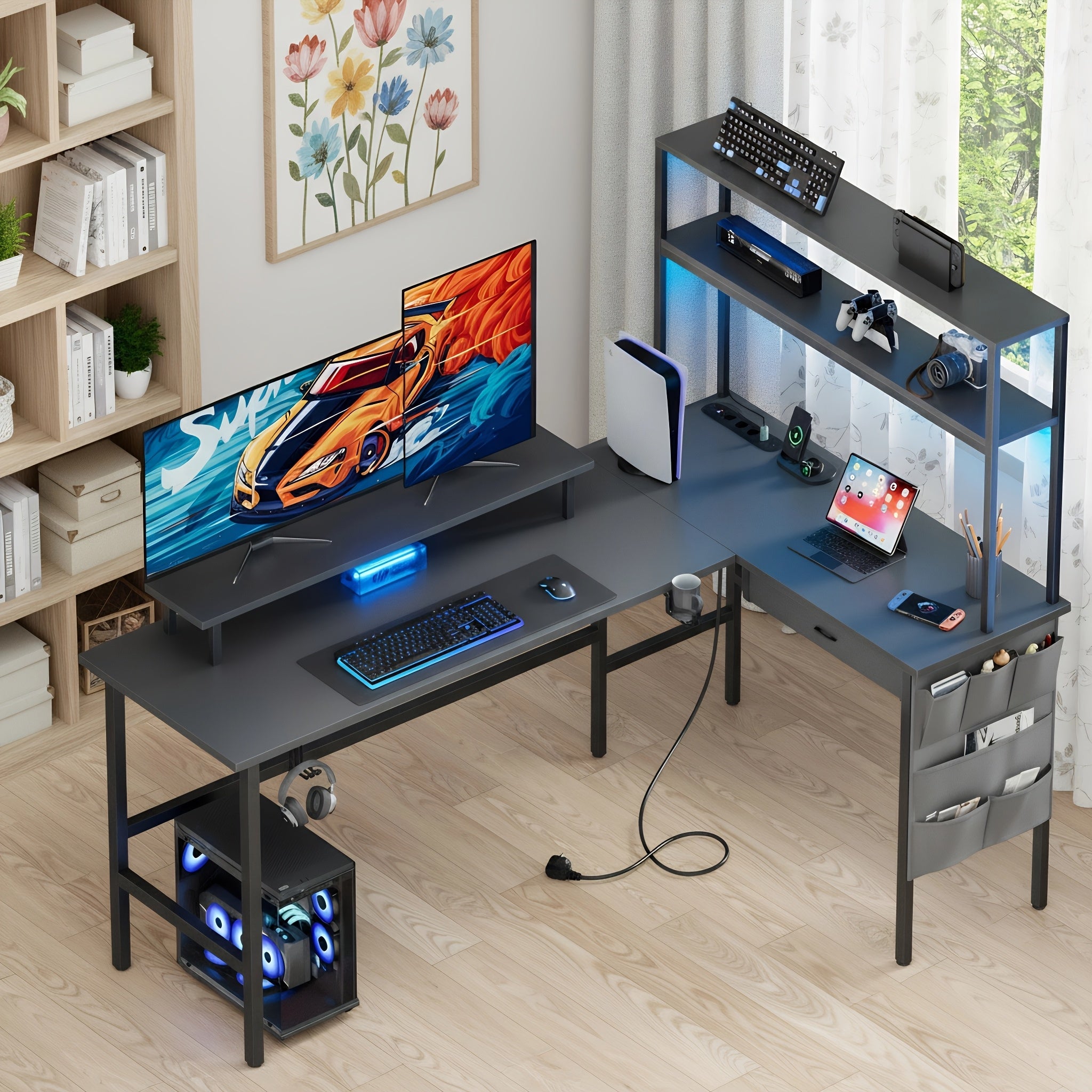 Gaming-Schreibtisch, Weiß für Arbeitszimmer – Detailansicht 15