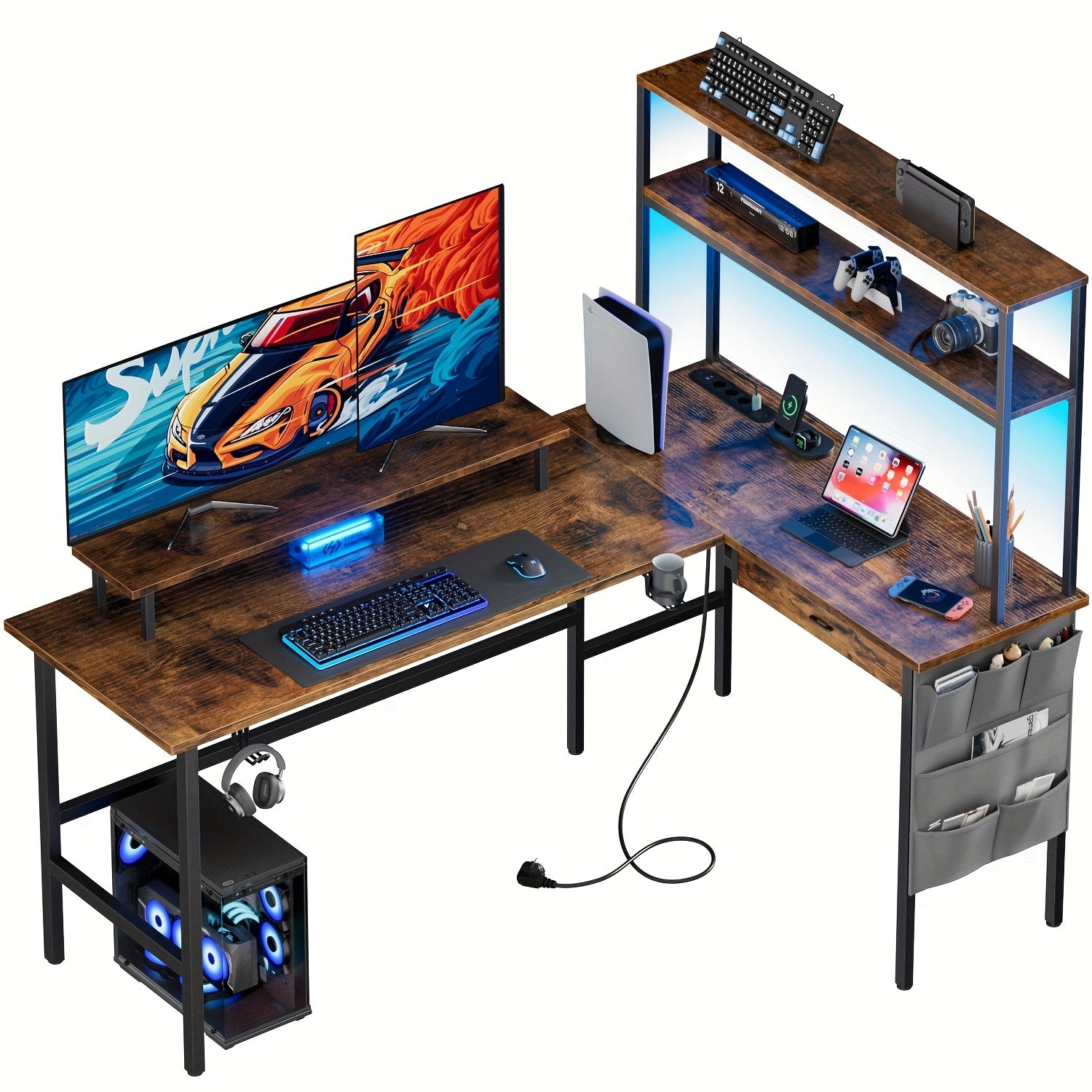 Gaming-Schreibtisch, Weiß für Arbeitszimmer – Detailansicht 16