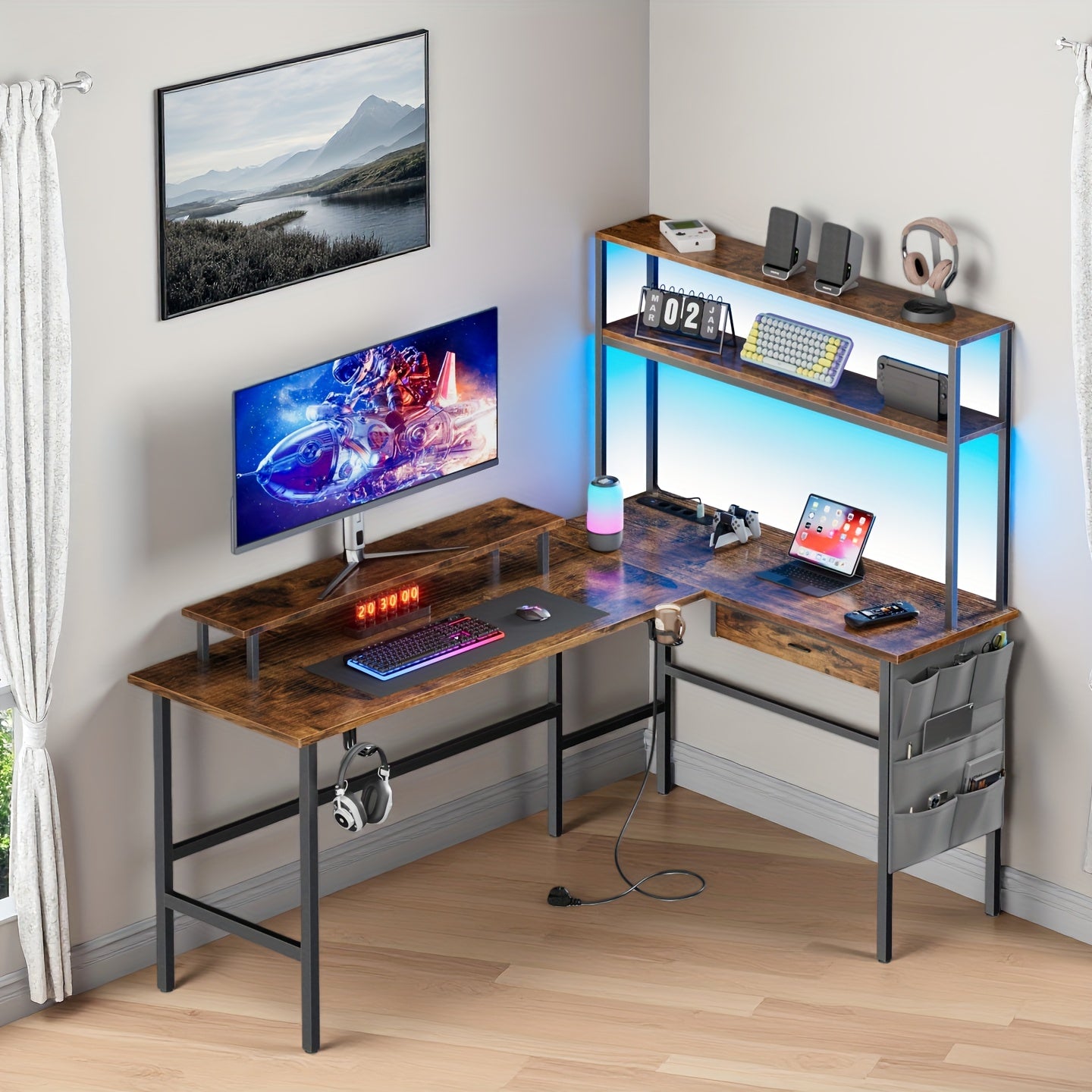Gaming-Schreibtisch, Weiß für Arbeitszimmer – Detailansicht 19